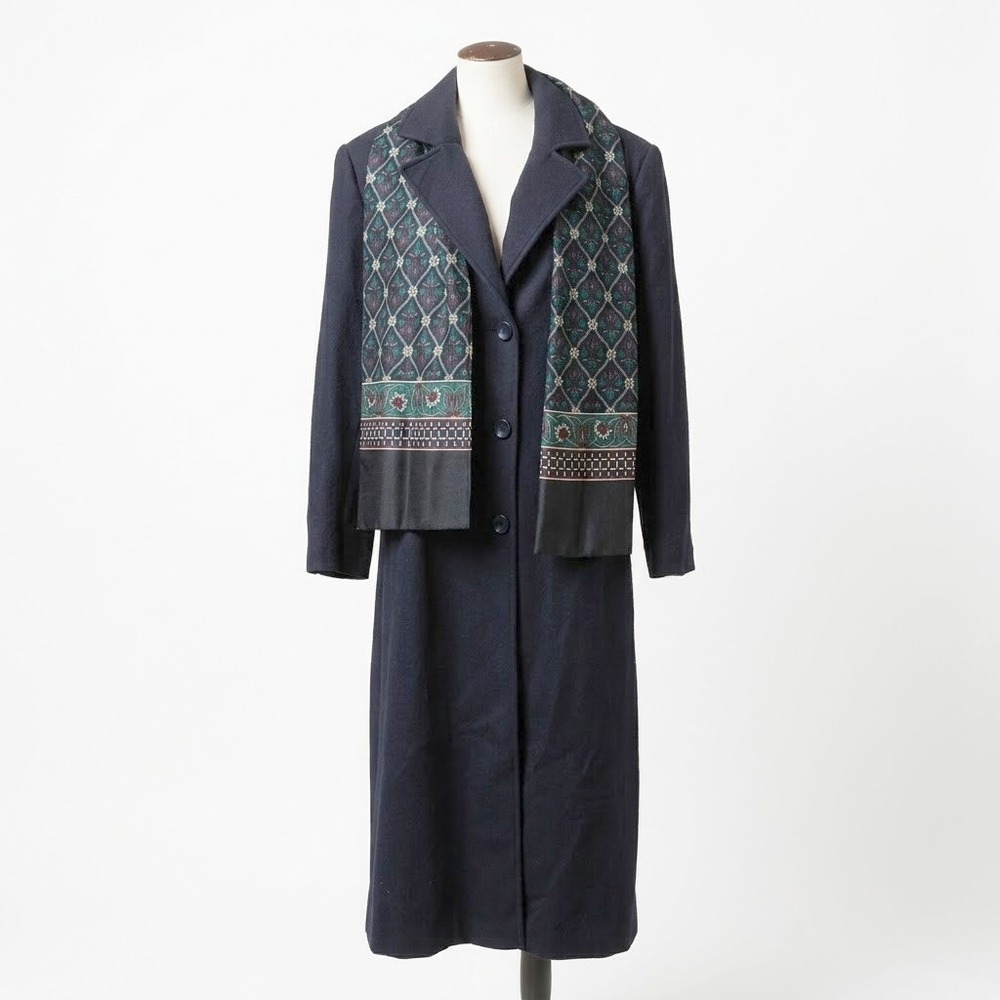 Forecaster of Boston Wool Overcoat Womens 12 Navy Blue Long Vintage Made in USA